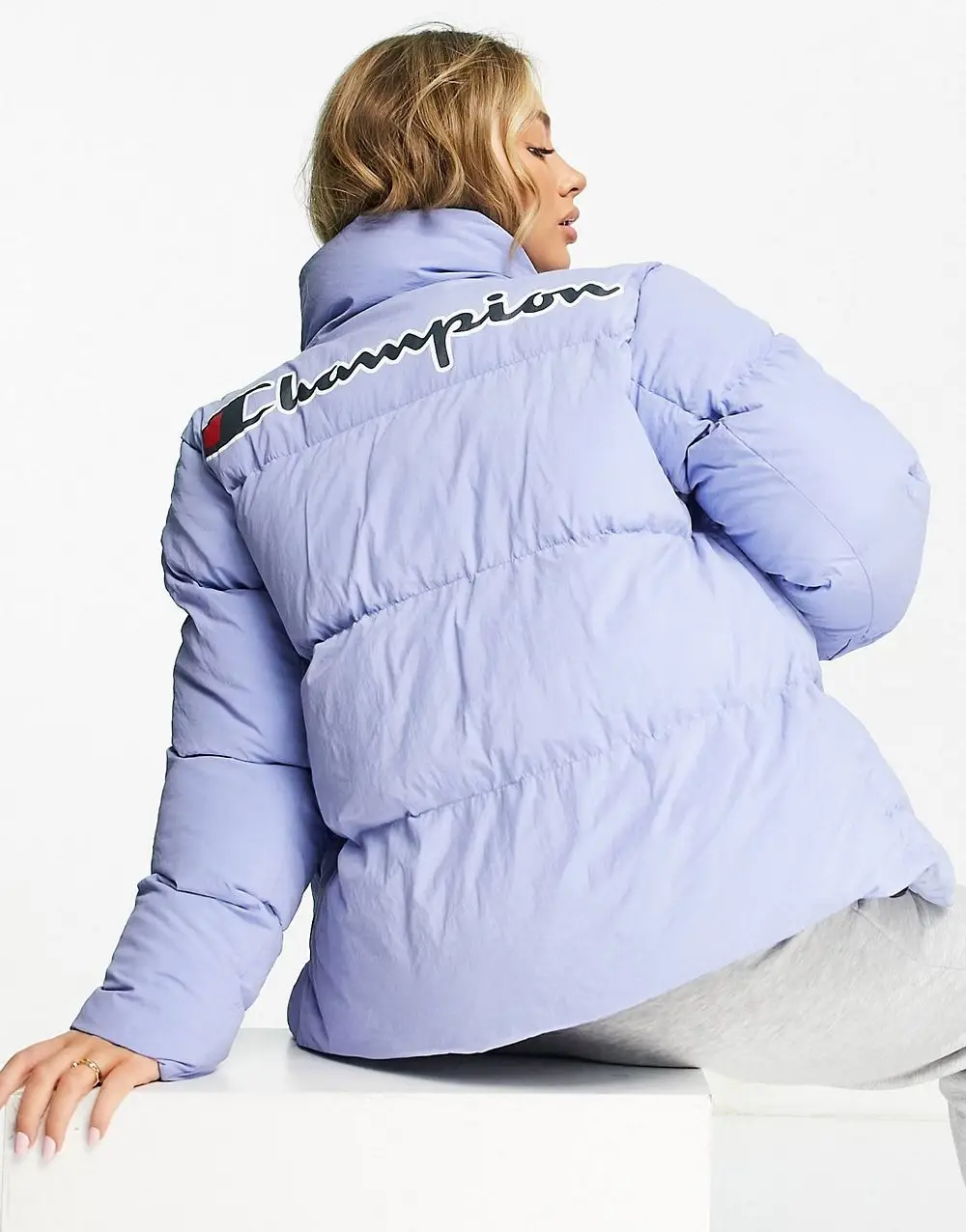 Small Logo Puffer Jacket In Blue - Image 5